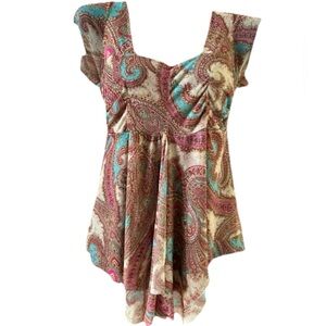 Sweet Pea by Staci Frati  Paisley Print Women's Top Sz. Med